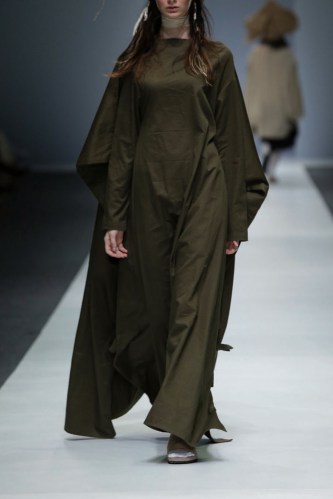 OCTOBER 24: A model walks the runway of Indonesia Fashion Forward featuring Spring Summer 2016 collection by I.K.Y.K during the Jakarta Fashion Week 2016 in Senayan City, Jakarta.